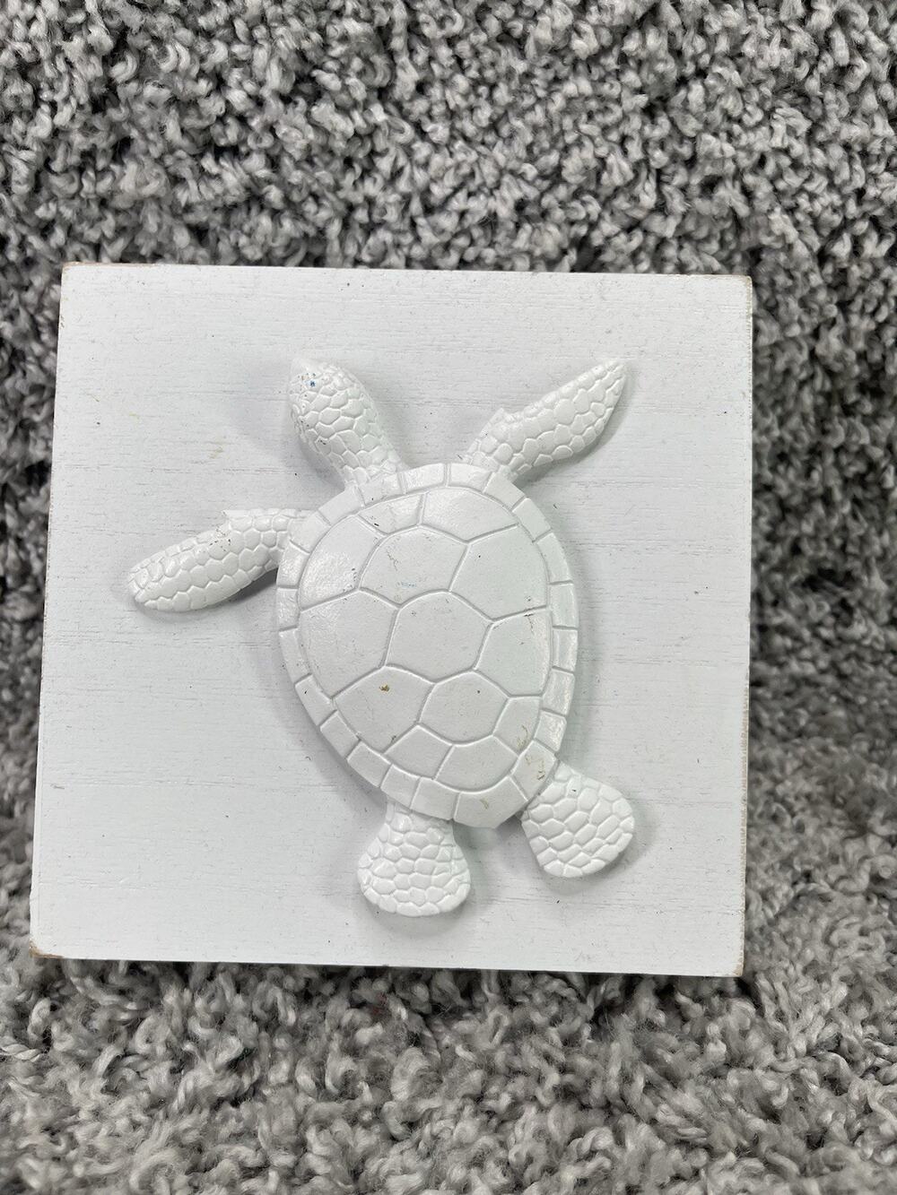 Turtle Wooden 3D Beach Theme Wall Art Frame White Nautical Home Decor